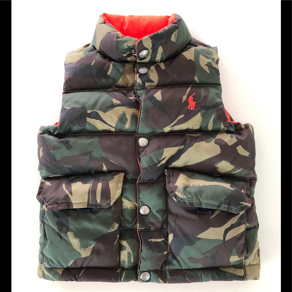 Kids Ralph Lauren polo vest camo goose down